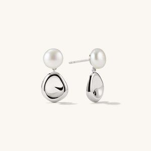 Mejuri Pearl Sculptural Drop Earrings Sterling Silver